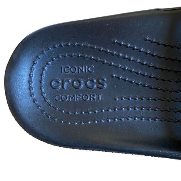 NWT Crocs Classic Slide Sandals in Black Size Men 8 Women 10 with Crocs Charms - Picture 12 of 14